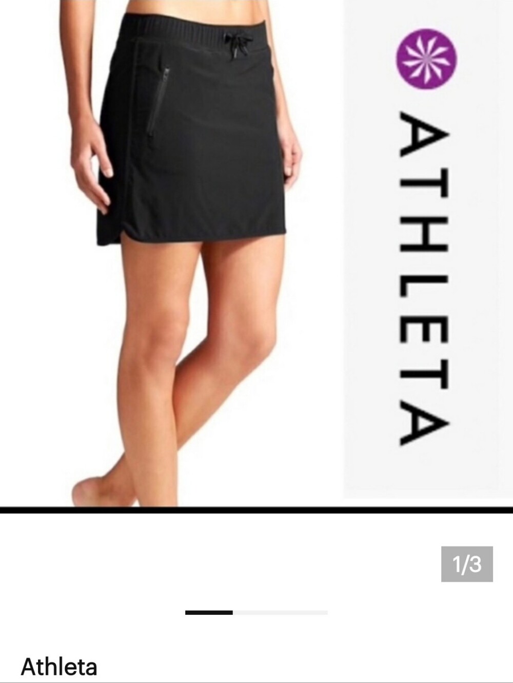 Athleta Black Drawstring Skort with Zip Pockets , Style Athleisure